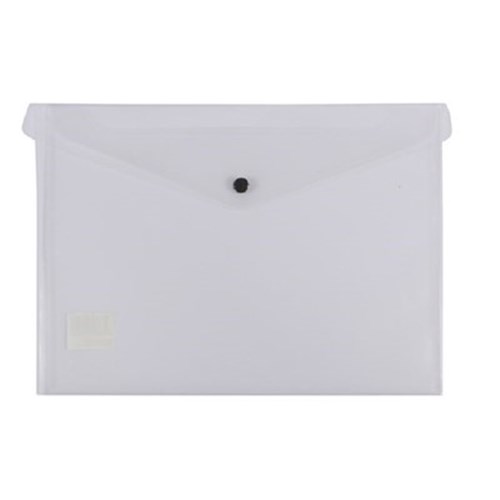 QUILL DOCUMENT WALLET A3 Button Closure Clear  28600